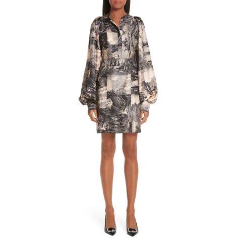 burberry pascala long-sleeve silk dress|Burberry Pascala Dreamscape Print Silk Shirtdress .